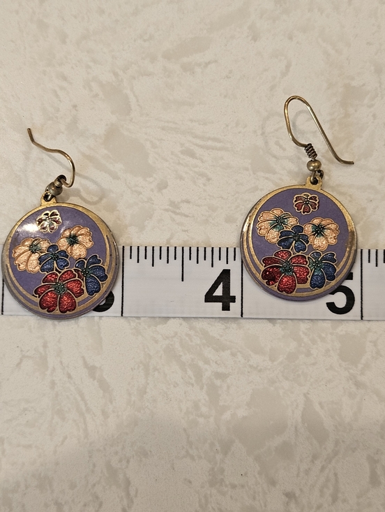 Cloisonne Floral Earrings - Picture 3 of 3